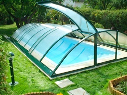 Schwimmbadüberdachung Einstiegssysteme Seite klappbar