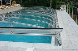 Schwimmbadüberdachung Konstruktion Vorne